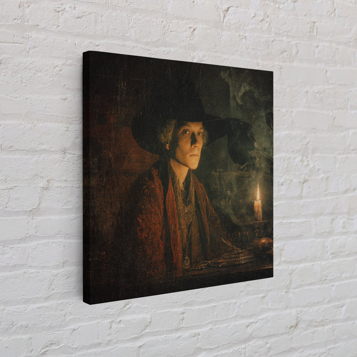 The Haunted Portrait, Symbolist Etching Art, Square Wall Art, Gothic Horror Wall Art, Canvas Print, Halloween Wall Art