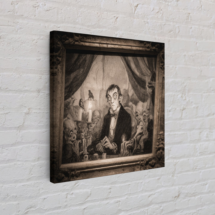 The Haunted Portrait, Expressionist Nightmare Art, Square Wall Art, Macabre Wall Art, Canvas Print, Halloween Wall Art, Dark Fantasy Art