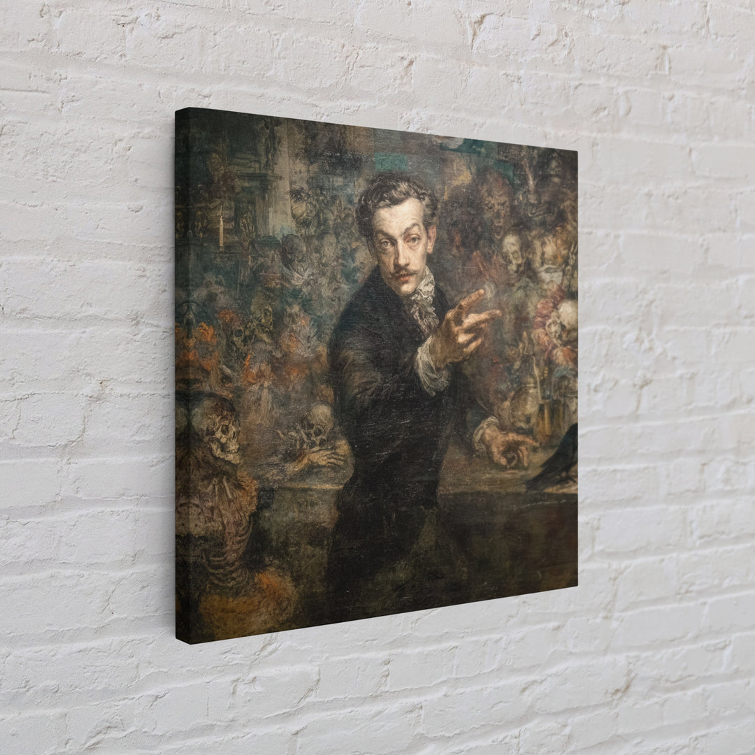 The Haunted Portrait, Grotesque Carnival Art, Square Wall Art, Dark Fantasy Wall Art, Framed Canvas Print, Halloween Wall Art