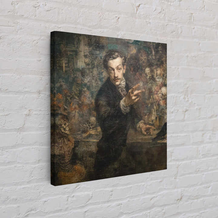 The Haunted Portrait, Grotesque Carnival Art, Square Wall Art, Dark Fantasy Wall Art, Framed Canvas Print, Halloween Wall Art
