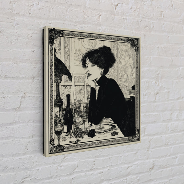 The Haunted Portrait, Decadent Line Art, Square Wall Art, Macabre Wall Art, Canvas Print, Halloween Wall Art, Statement Wall Art