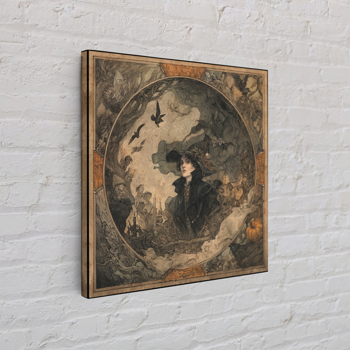 The Haunted Portrait, Gothic Storybook Art, Square Wall Art, Dark Fantasy Wall Art, Framed Canvas Print, Halloween Wall Art