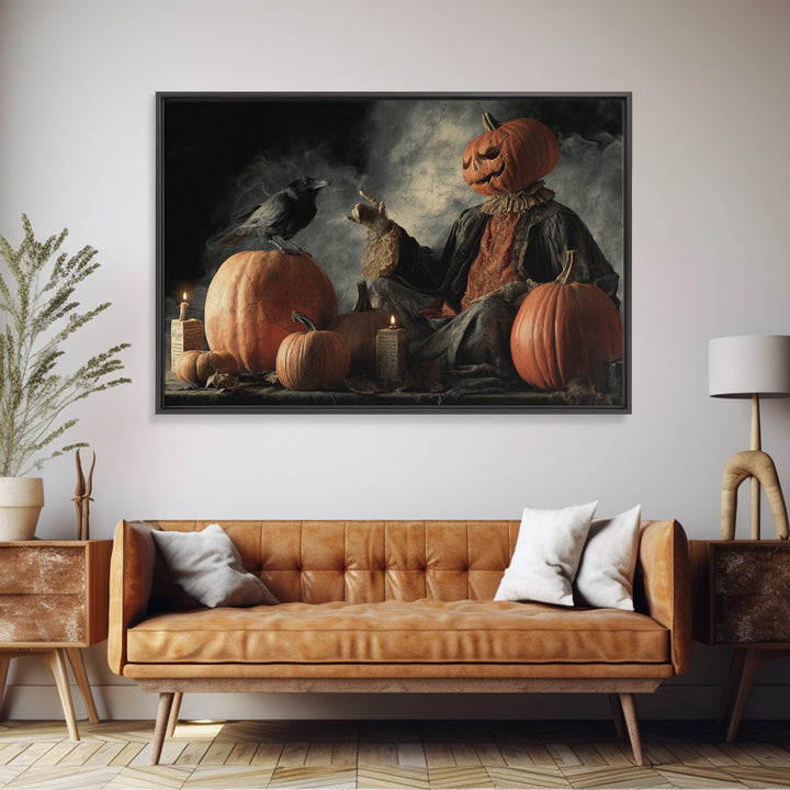 Vintage Orange-And-Black Halloween, Gothic Nightmare Art, Landscape Wall Art, Dark Fantasy Wall Art, Canvas Print, Halloween Wall Art