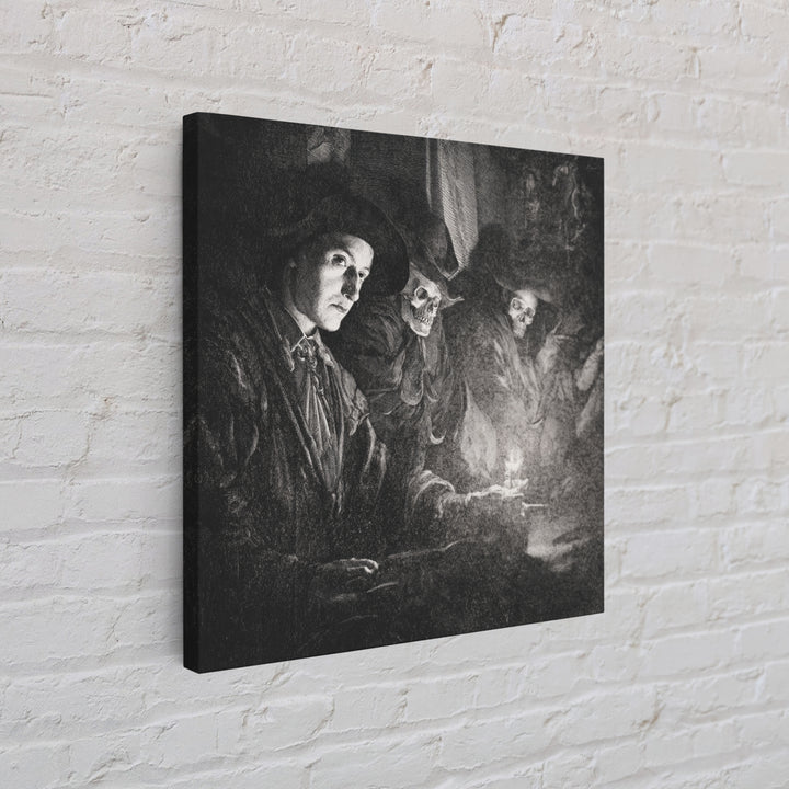 Monochrome Gothic Halloween, Danse Macabre Art, Square Wall Art, Gothic Horror Wall Art, Canvas Print