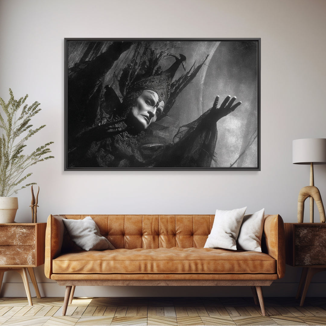 Monochrome Gothic Halloween, Dark Symbolist Art, Landscape Wall Art, Gothic Horror Wall Art, Framed Canvas Print