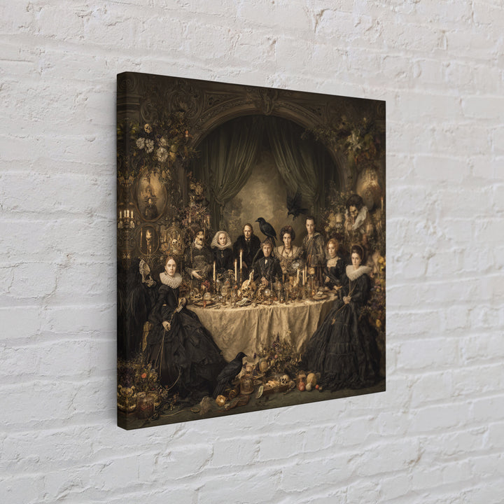 Victorian Mourning Halloween, Danse Macabre Art, Square Wall Art, Macabre Wall Art, Framed Canvas Print