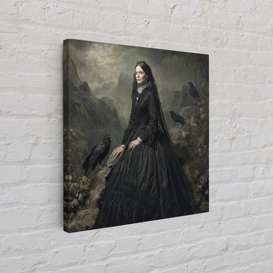 Victorian Mourning Halloween, Baroque Witchcraft Art, Square Wall Art, Macabre Wall Art, Framed Canvas Print, Halloween Wall Art