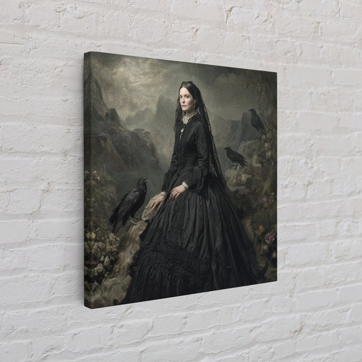 Victorian Mourning Halloween, Baroque Witchcraft Art, Square Wall Art, Macabre Wall Art, Framed Canvas Print, Halloween Wall Art
