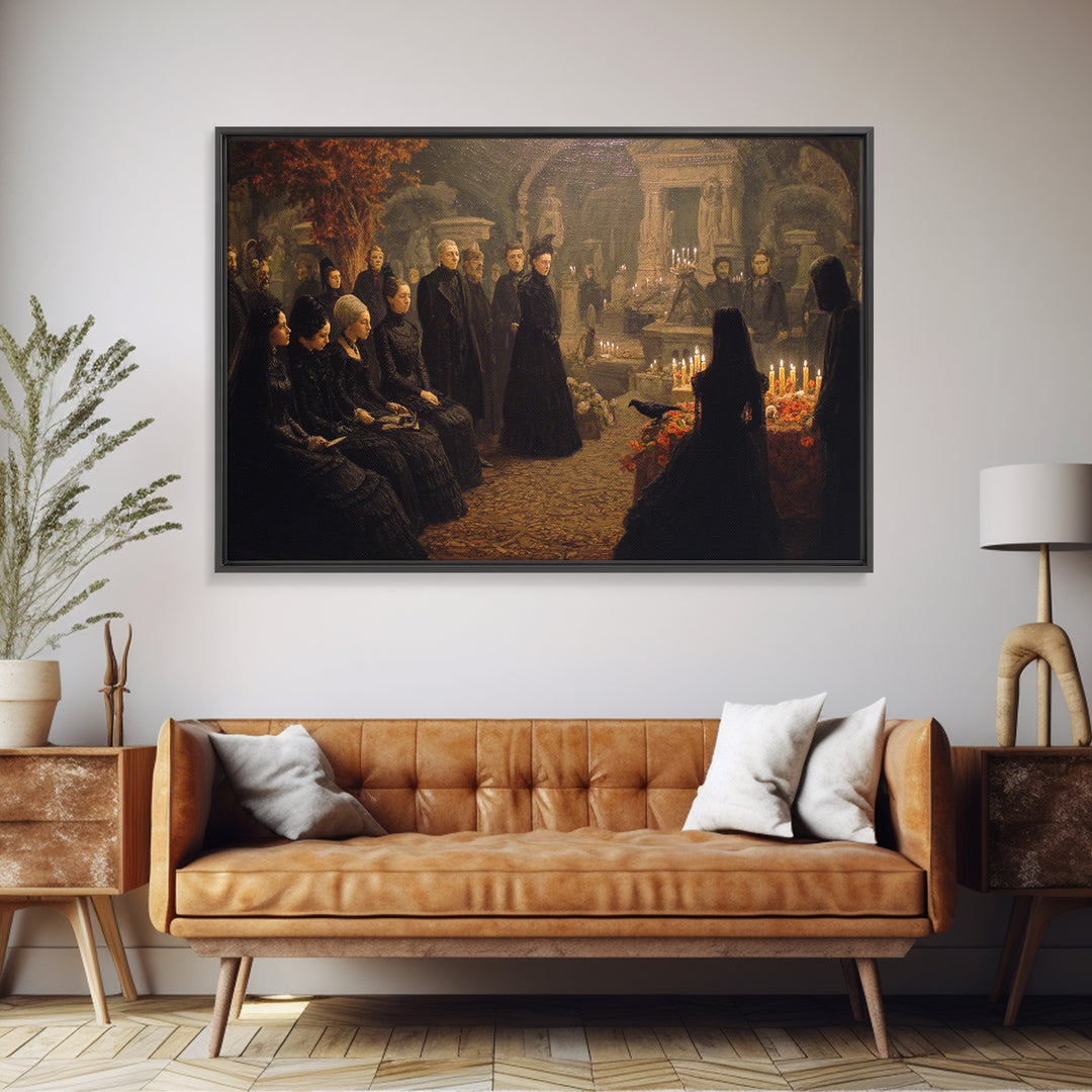 Victorian Mourning Halloween, Romantic Gothic Landscape, Landscape Wall Art, Macabre Wall Art, Canvas Print, Halloween Wall Art