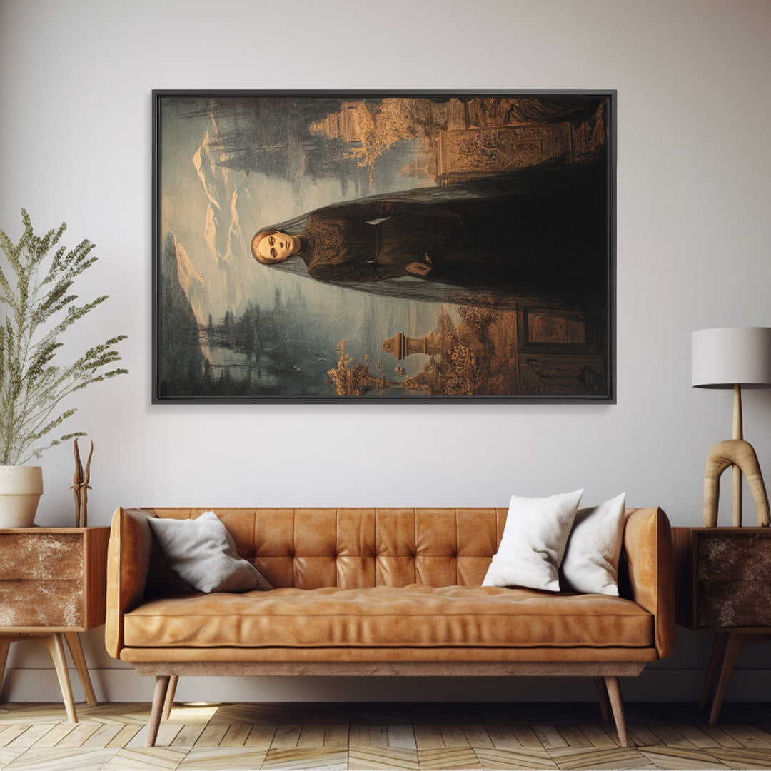 Victorian Mourning Halloween, Symbolist Gothic Landscape, Landscape Wall Art, Dark Halloween Decor, Framed Canvas Print, Halloween Wall Art