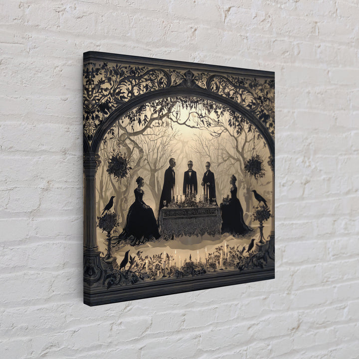 Victorian Mourning Halloween, Decadent Line Art, Square Wall Art, Dark Halloween Decor, Canvas Print, Halloween Wall Art