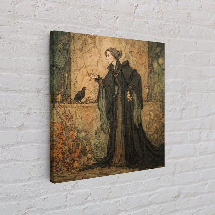 Victorian Mourning Halloween, Gothic Storybook Art, Square Wall Art, Gothic Horror Wall Art, Framed Canvas Print, Halloween Wall Art
