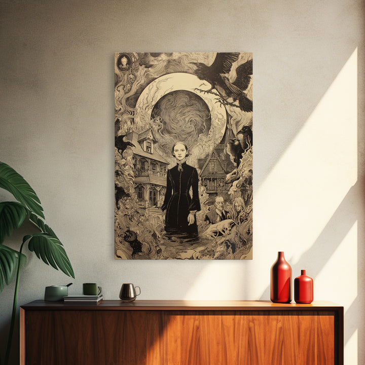Victorian Mourning Halloween, Victorian Macabre Art, Vertical Wall Art, Macabre Wall Art, Framed Canvas Print, Halloween Wall Art