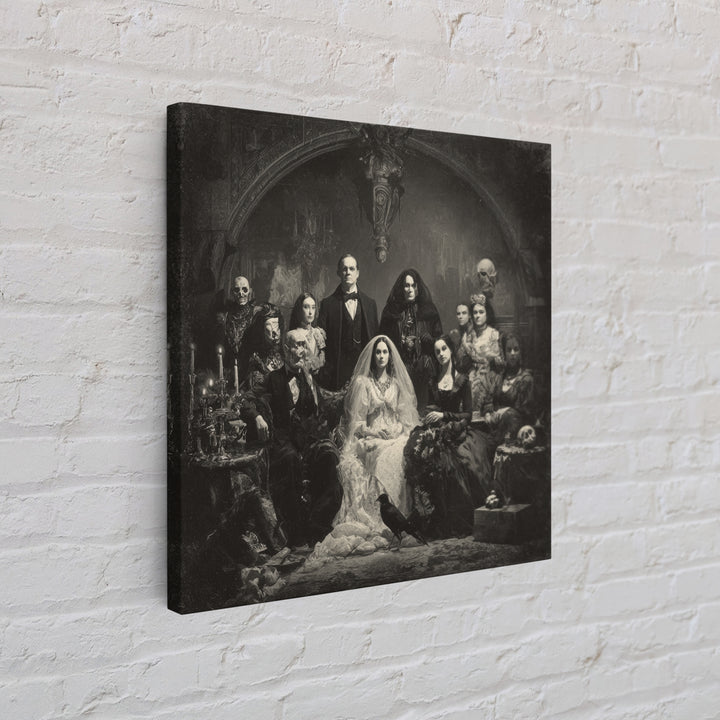 Victorian Mourning Halloween, Biomechanical Horror Art, Square Wall Art, Gothic Horror Wall Art, Framed Canvas Print, Halloween Wall Art