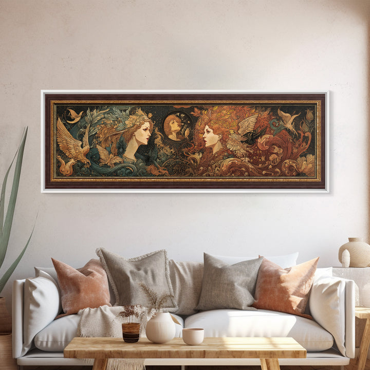 Art Nouveau Witchcraft, Visionary Gothic Art, Extra Wide Wall Art, Gothic Horror Wall Art, Canvas Print, Halloween Wall Art