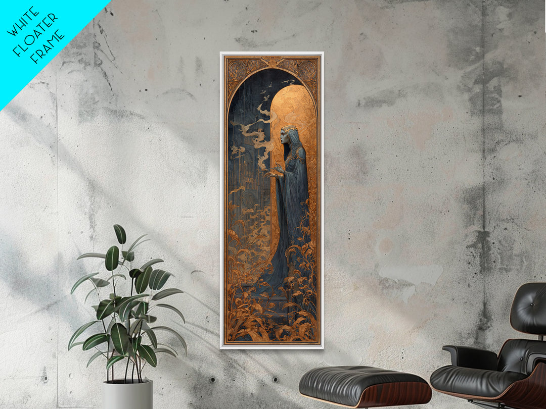 Art Nouveau Witchcraft, Surreal Apocalyptic Art, Tall Narrow Wall Art, Gothic Horror Wall Art, Framed Canvas Print