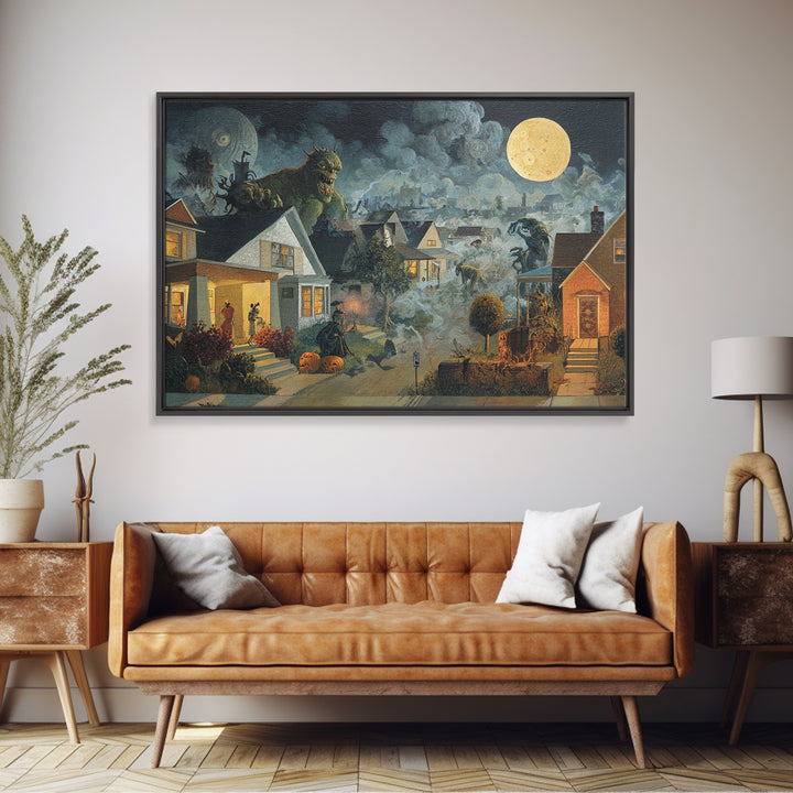 1950s Halloween Nostalgia, Medieval Grotesque Art, Landscape Wall Art, Gothic Horror Wall Art, Canvas Print, Halloween Wall Art