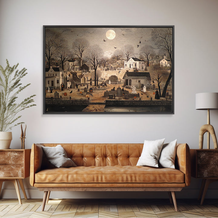 1950s Halloween Nostalgia, Romantic Gothic Landscape, Landscape Wall Art, Dark Halloween Decor, Canvas Print, Halloween Wall Art