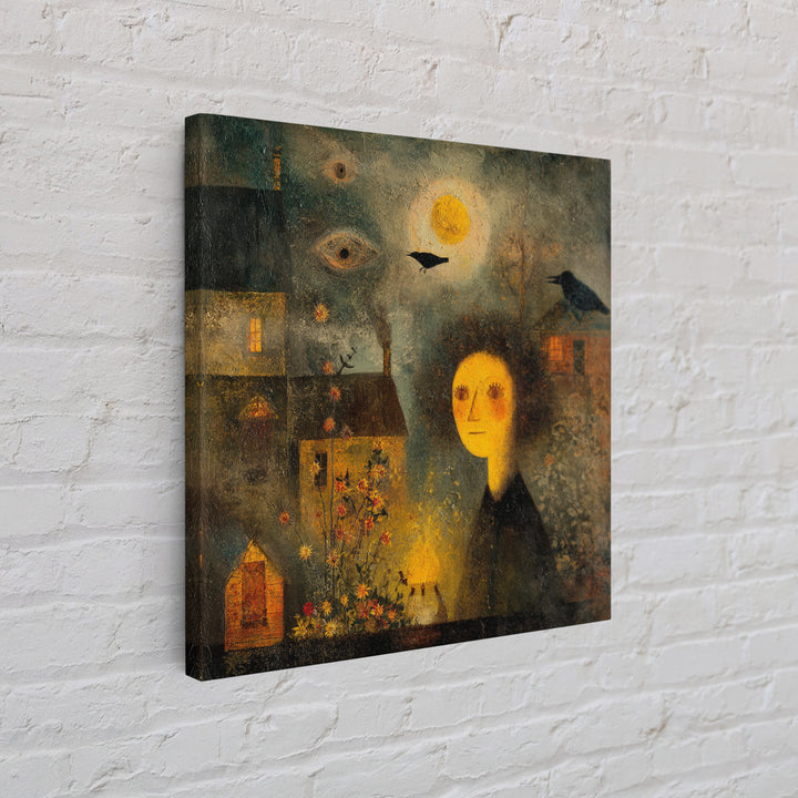 1950s Halloween Nostalgia, Symbolist Dream Art, Square Wall Art, Dark Halloween Decor, Canvas Print, Halloween Wall Art