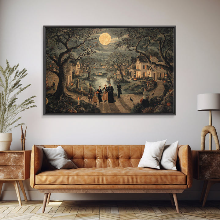 1950s Halloween Nostalgia, Symbolist Gothic Landscape, Landscape Wall Art, Dark Fantasy Wall Art, Canvas Print, Halloween Wall Art