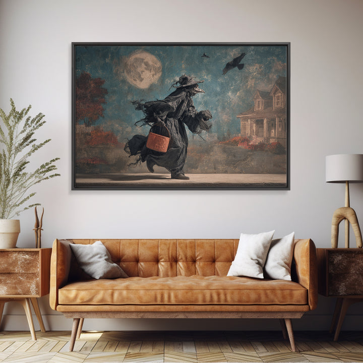 1950s Halloween Nostalgia, Expressionist Gothic Art, Landscape Wall Art, Dark Fantasy Wall Art, Framed Canvas Print, Halloween Wall Art