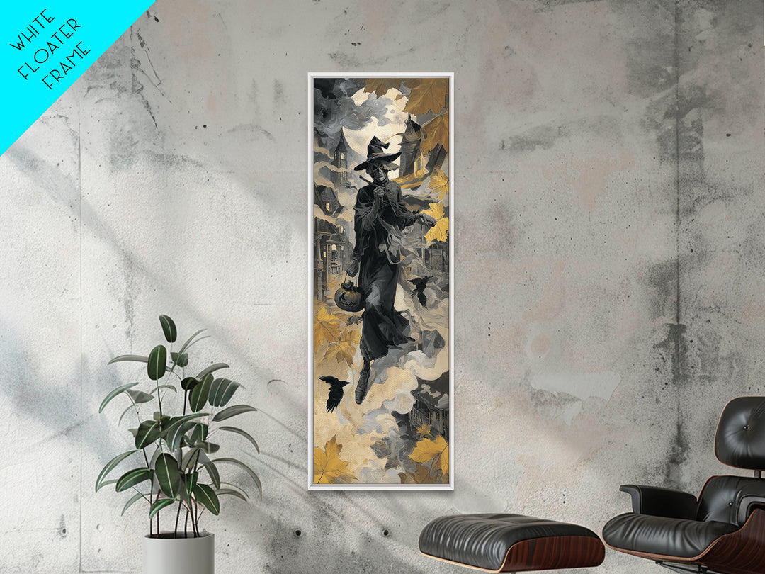 1950s Halloween Nostalgia, Surreal Apocalyptic Art, Tall Narrow Wall Art, Gothic Horror Wall Art, Framed Canvas Print