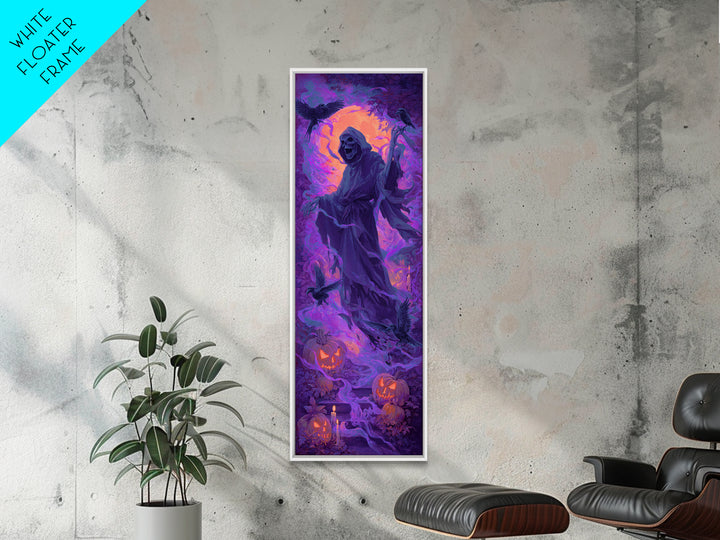 1980s Neon Horror, Dark Renaissance Art, Tall Narrow Wall Art, Dark Fantasy Wall Art, Framed Canvas Print, Halloween Wall Art
