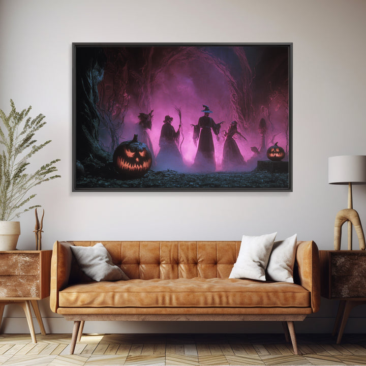 1980s Neon Horror, Dark Romantic Horror Art, Landscape Wall Art, Dark Fantasy Wall Art, Framed Canvas Print, Halloween Wall Art