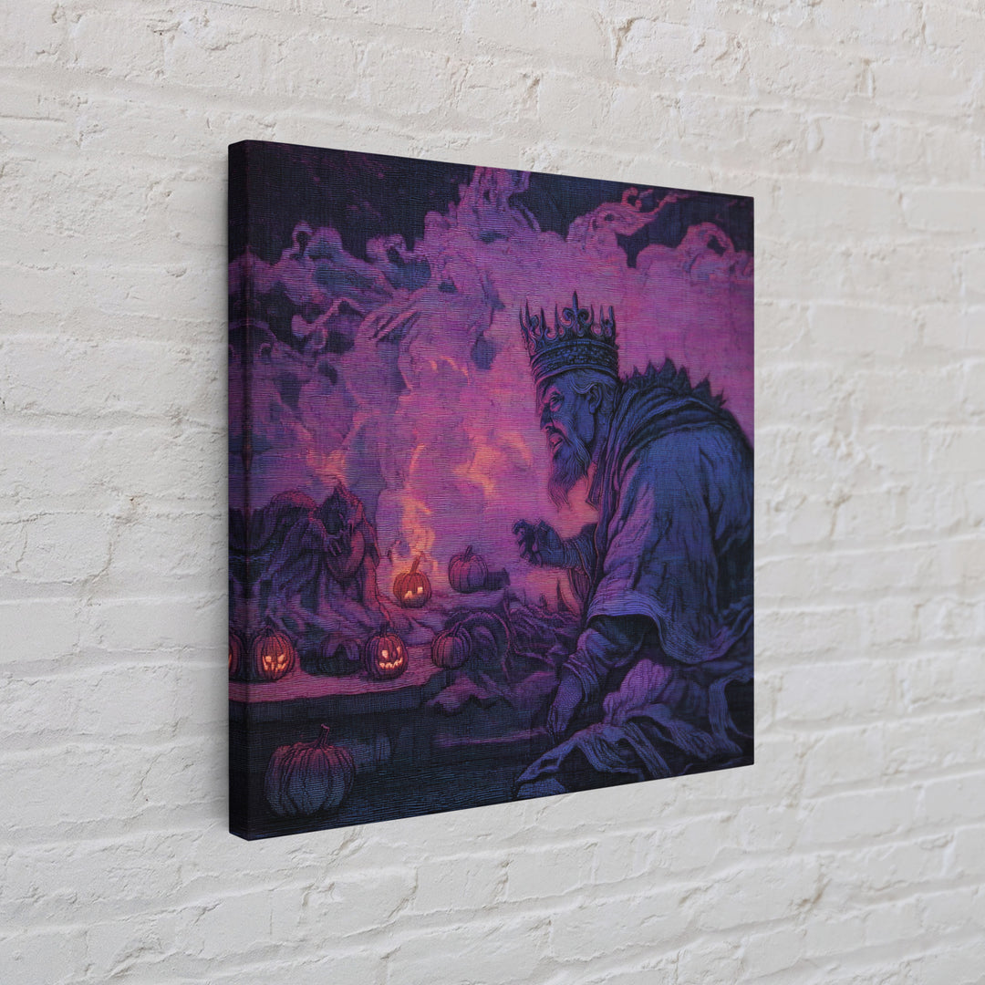 1980s Neon Horror, Dark Symbolist Art, Square Wall Art, Dark Halloween Decor, Canvas Print, Halloween Wall Art