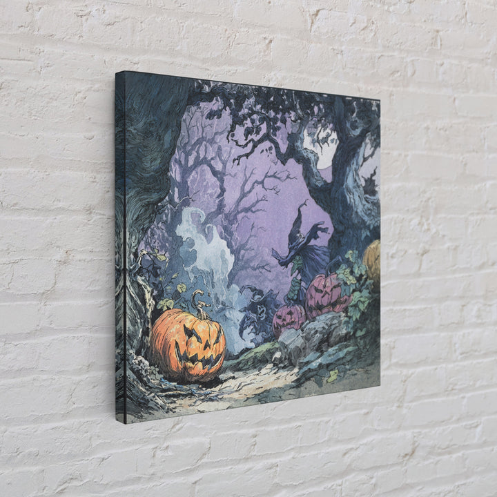 1980s Neon Horror, Gothic Storybook Art, Square Wall Art, Dark Fantasy Wall Art, Framed Canvas Print, Halloween Wall Art