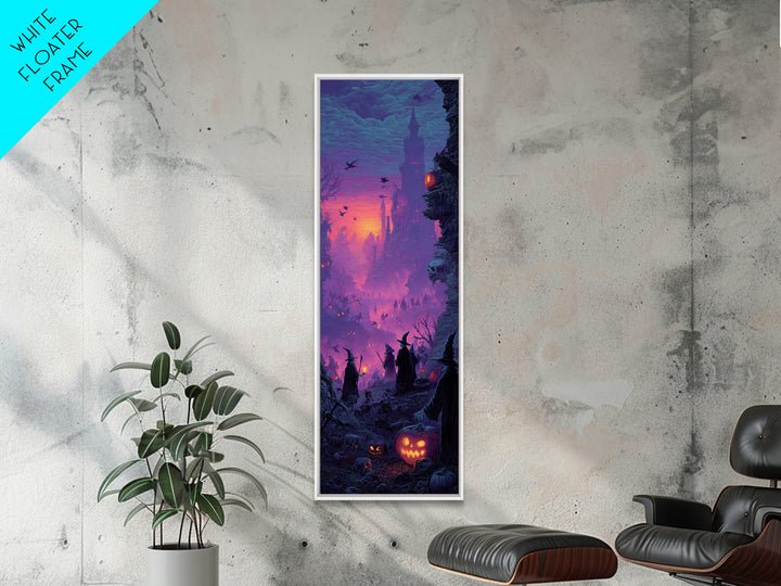 1980s Neon Horror, Surreal Apocalyptic Art, Tall Narrow Wall Art, Gothic Horror Wall Art, Framed Canvas Print, Halloween Wall Art