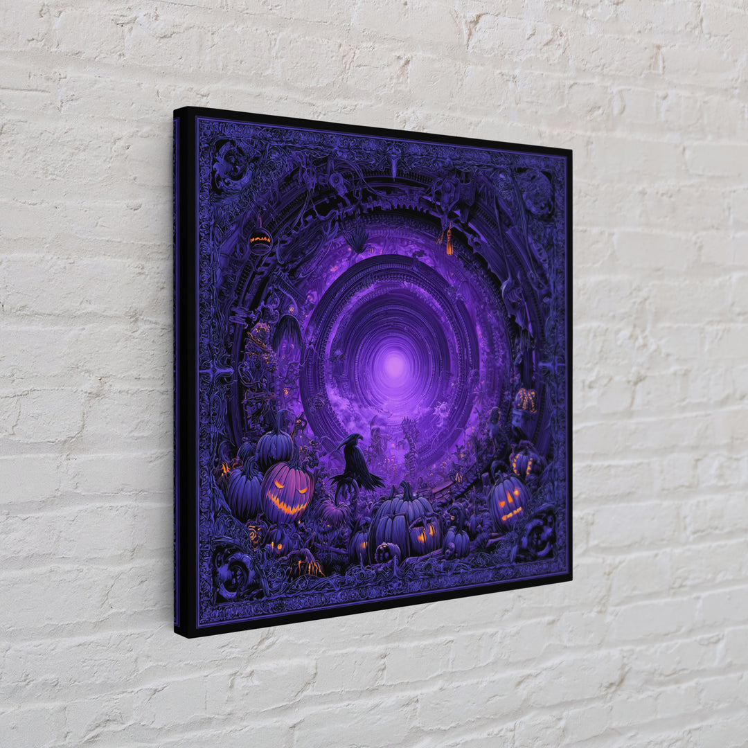 1980s Neon Horror, Biomechanical Horror Art, Square Wall Art, Dark Fantasy Wall Art, Canvas Print, Halloween Wall Art, Seasonal Home Decor