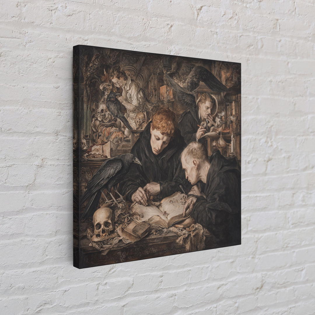 Dark Academia Halloween, Dark Renaissance Art, Square Wall Art, Macabre Wall Art, Framed Canvas Print, Halloween Wall Art