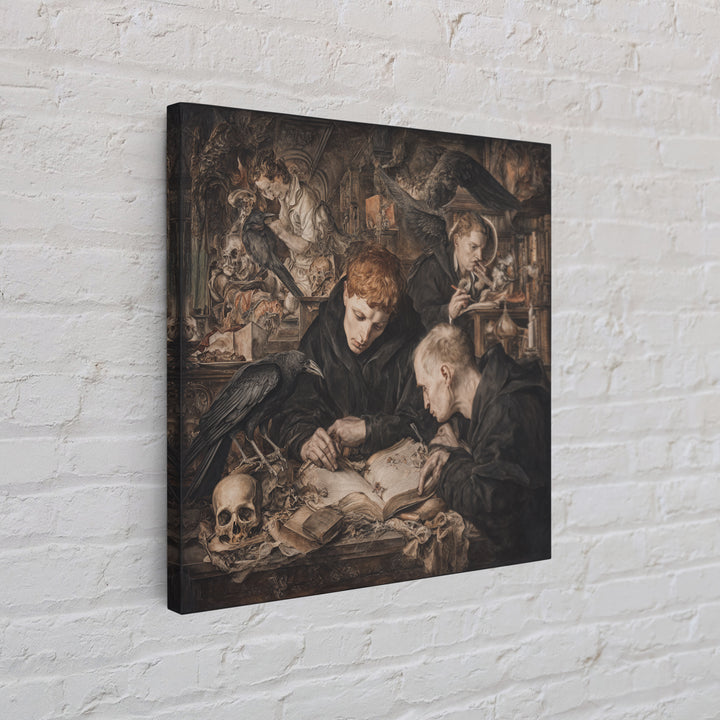 Dark Academia Halloween, Dark Renaissance Art, Square Wall Art, Macabre Wall Art, Framed Canvas Print, Halloween Wall Art