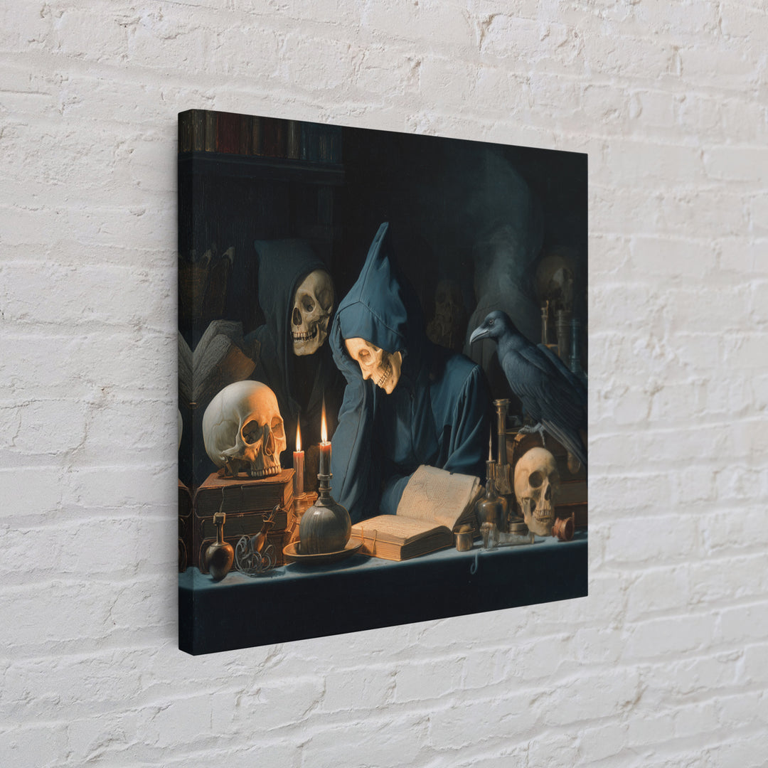 Dark Academia Halloween, Danse Macabre Art, Square Wall Art, Gothic Horror Wall Art, Framed Canvas Print