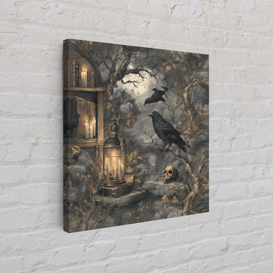 Dark Academia Halloween, Baroque Witchcraft Art, Square Wall Art, Dark Fantasy Wall Art, Framed Canvas Print, Halloween Wall Art