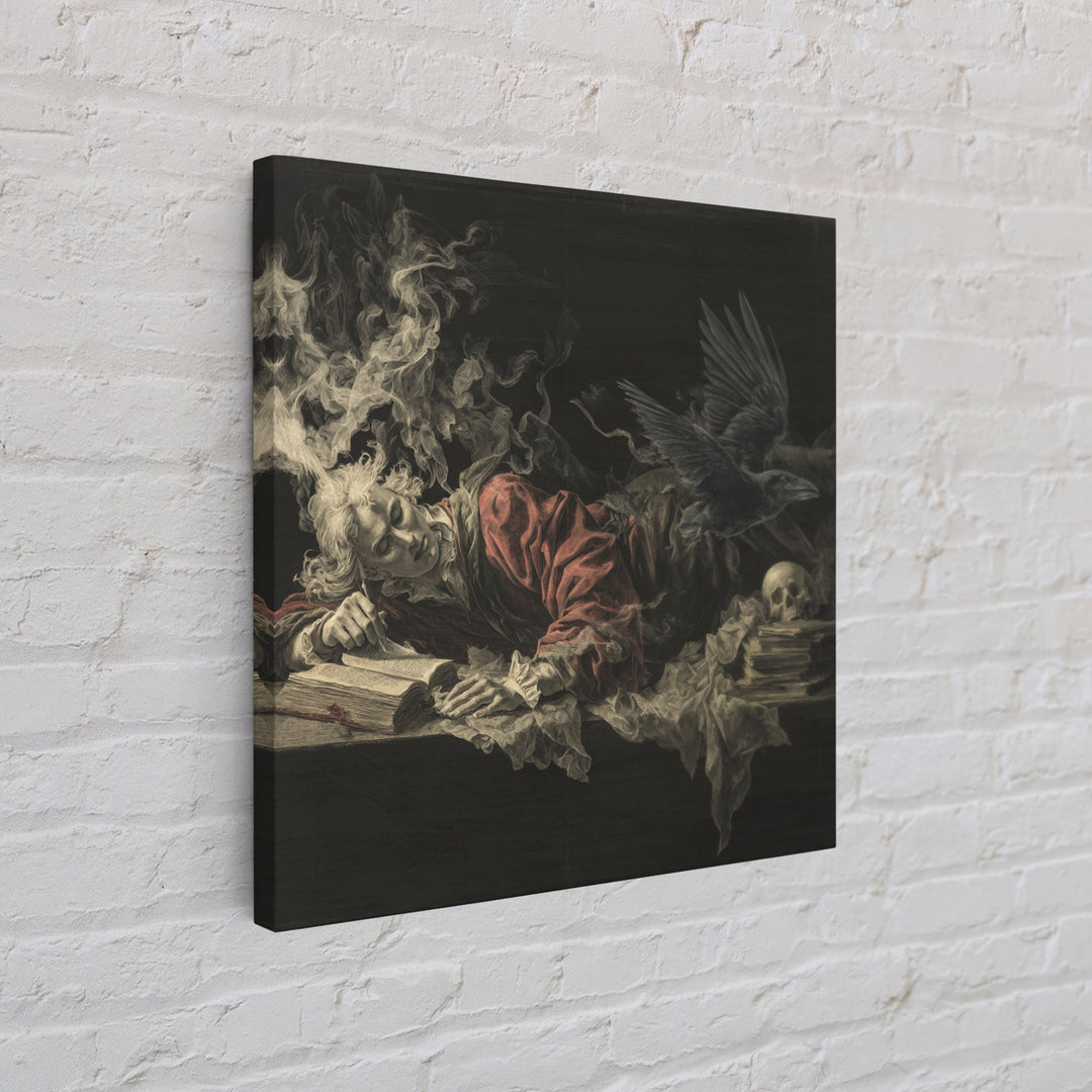 Dark Academia Halloween, Gothic Nightmare Art, Square Wall Art, Dark Fantasy Wall Art, Framed Canvas Print, Halloween Wall Art
