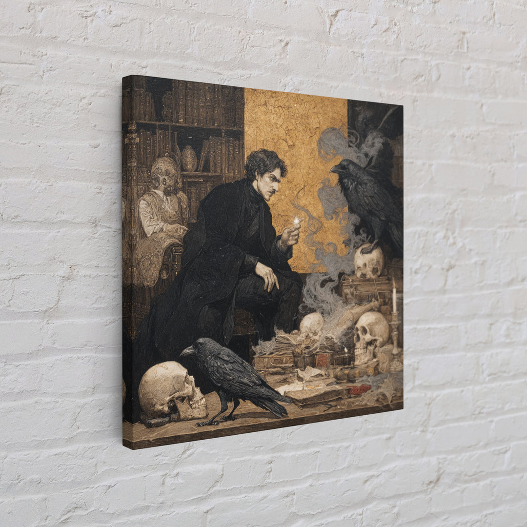 Dark Academia Halloween, Symbolist Etching Art, Square Wall Art, Macabre Wall Art, Canvas Print, Halloween Wall Art, Spooky Wall Decor