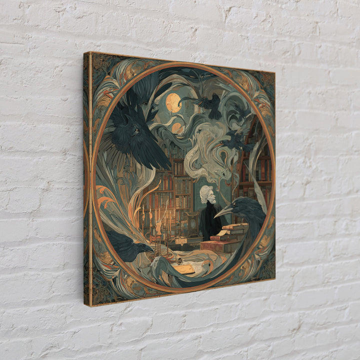 Dark Academia Halloween, Expressionist Gothic Art, Square Wall Art, Dark Halloween Decor, Framed Canvas Print, Halloween Wall Art