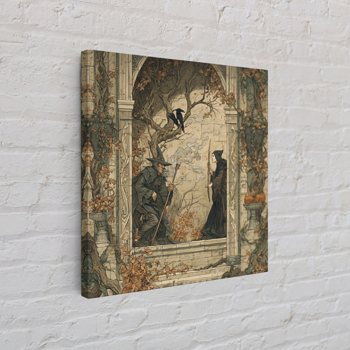 Dark Academia Halloween, Gothic Storybook Art, Square Wall Art, Dark Fantasy Wall Art, Framed Canvas Print, Halloween Wall Art