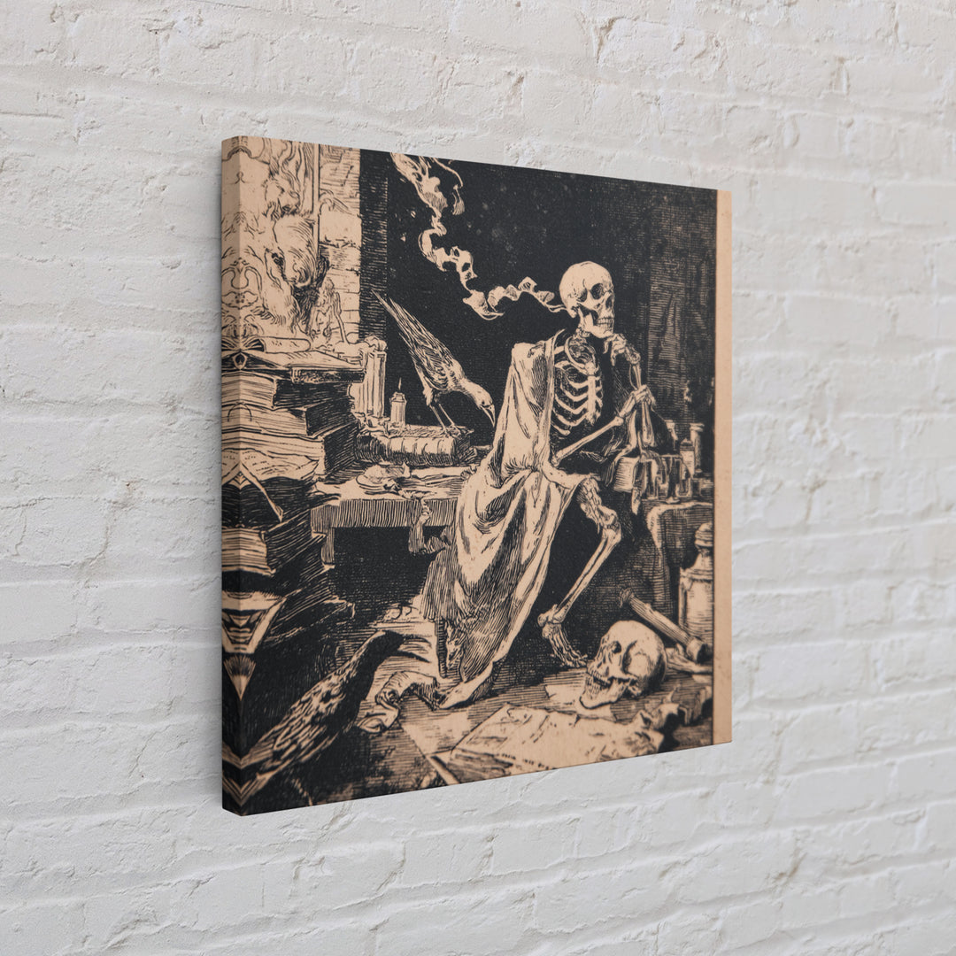 Dark Academia Halloween, Macabre Folk Print Art, Square Wall Art, Dark Halloween Decor, Framed Canvas Print, Halloween Wall Art