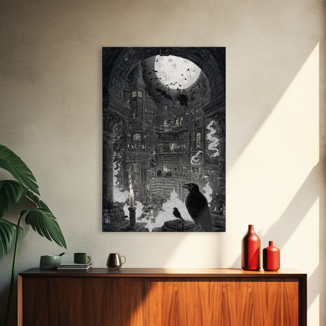 Dark Academia Halloween, Victorian Macabre Art, Vertical Wall Art, Dark Halloween Decor, Framed Canvas Print, Halloween Wall Art