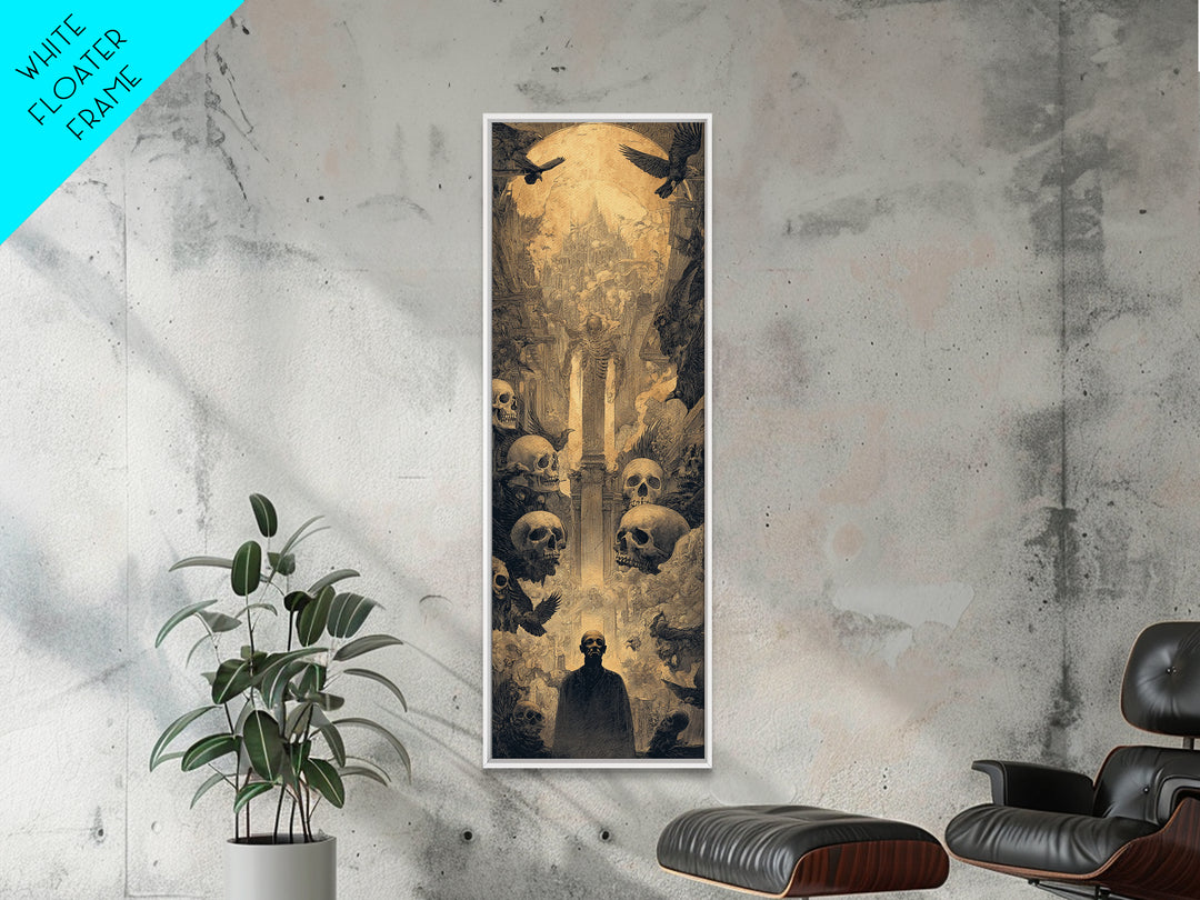 Dark Academia Halloween, Surreal Apocalyptic Art, Tall Narrow Wall Art, Dark Halloween Decor, Framed Canvas Print, Dark Fantasy Art