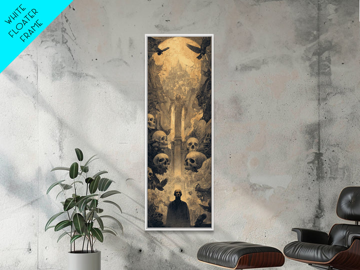 Dark Academia Halloween, Surreal Apocalyptic Art, Tall Narrow Wall Art, Dark Halloween Decor, Framed Canvas Print, Dark Fantasy Art
