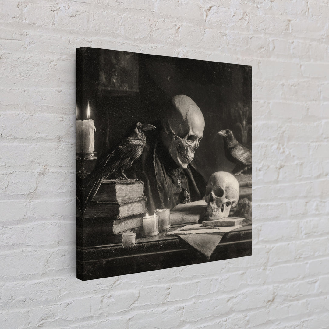 Dark Academia Halloween, Biomechanical Horror Art, Square Wall Art, Dark Fantasy Wall Art, Framed Canvas Print, Halloween Wall Art