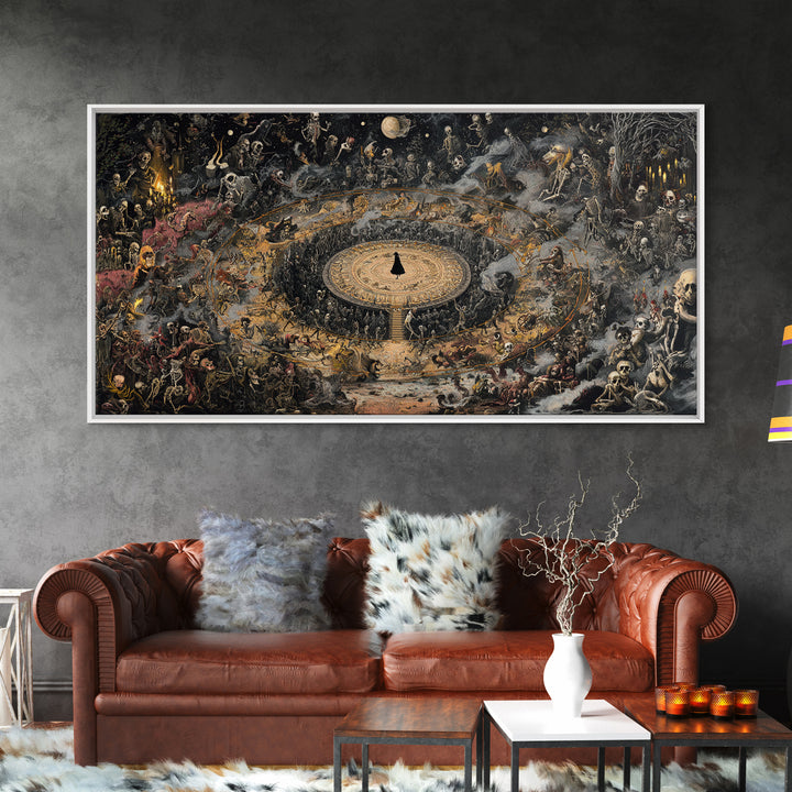 Celestial Witchcraft, Grotesque Carnival Art, Wide Panoramic Art, Dark Fantasy Wall Art, Framed Canvas Print, Halloween Wall Art