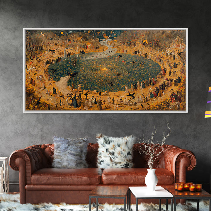 Occult Harvest Festival, Northern Renaissance Horror, Wide Panoramic Art, Macabre Wall Art, Canvas Print, Halloween Wall Art