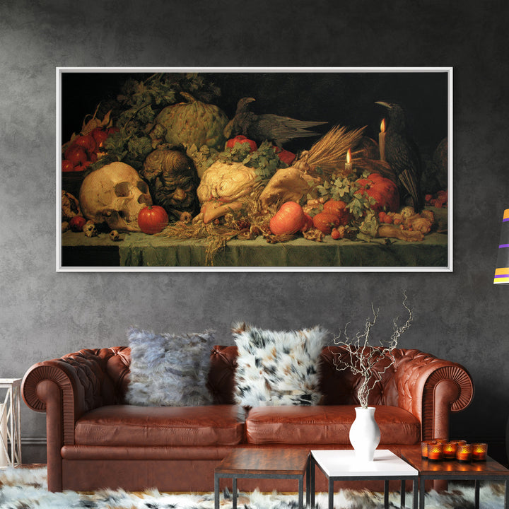 Occult Harvest Festival, Dark Renaissance Art, Wide Panoramic Art, Gothic Horror Wall Art, Framed Canvas Print, Dark Fantasy Art