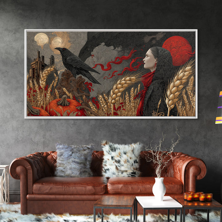 Occult Harvest Festival, Apocalyptic Romantic Art, Wide Panoramic Art, Gothic Horror Wall Art, Canvas Print, Halloween Wall Art
