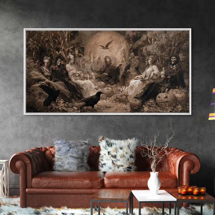 Occult Harvest Festival, Decadent Gothic Art, Wide Panoramic Art, Dark Halloween Decor, Canvas Print, Halloween Wall Art
